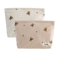 lllyan 2 Pcs Makeup Bag Travel Canvas Organizer Cosmetic Bag for Purse Toiletry Bag with Zipper For Women Travel Essentials Tool Pouch for Women and Girls（Beige khaki bear）