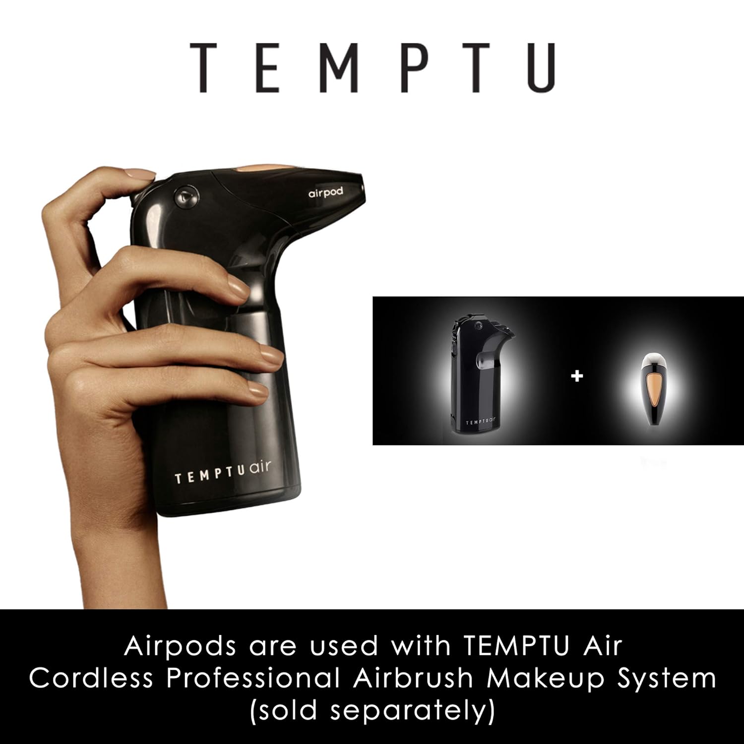 TEMPTU SilkSphere Airbrush Foundation Airpod - Long-Lasting Medium to Full Coverage | 4-In-1 Formula | Dewy Finish | 18 Shades Available