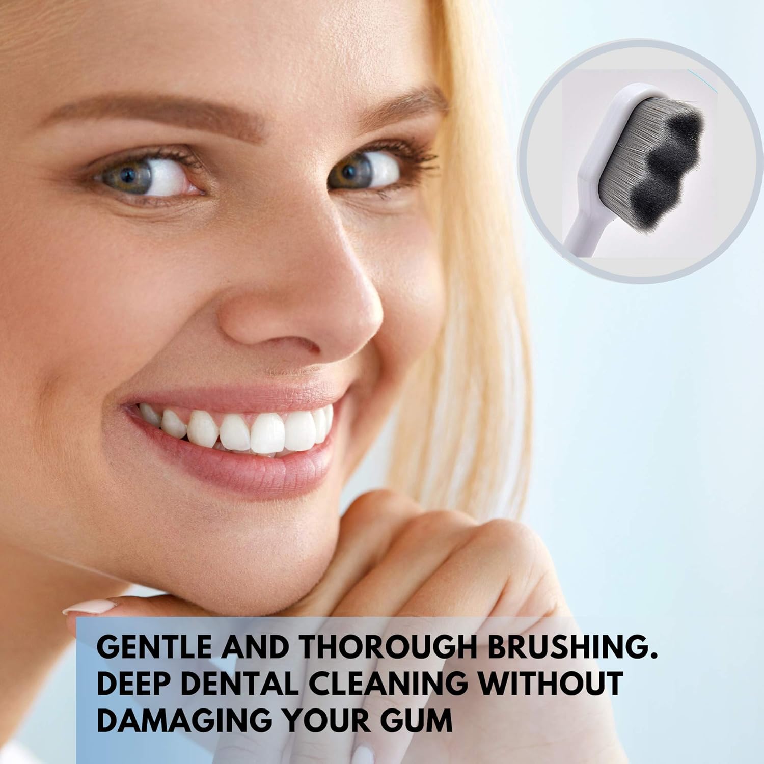 Wimolek Extra Soft Toothbrush - Micro Nano Design with 20,000 Bamboo Charcoal Bristles | 2 Pack - Black Wave