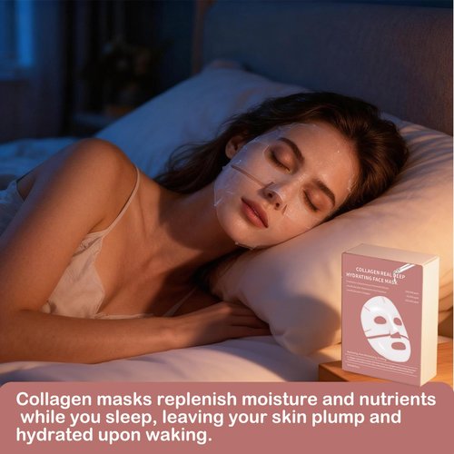 Anweina 8 Pack Collagen Face Mask, Collagen Face Mask Overnight, Anti-Wrinkle Lifting Collagen Mask, Deeply Hydrates, Minimizes Pores, And Enhances Elasticity