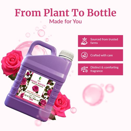 SVA Rose Water - 32 Fl oz - Refreshing Rose Water Spray for Skin Care, Skin Hydration, Bath, Soaps, Haircare & Aromatherapy