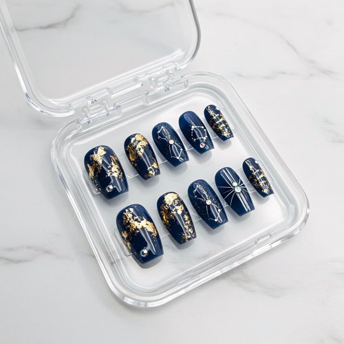 12 Pcs Press on Nail Storage Box with 60 Pcs Double Sided Adhesive Tapes, Nail Packaging Boxes Fake Nail Display Case Crystal Clear Nail Storage Box with Gift Box for Nail Art Business Nail Salon