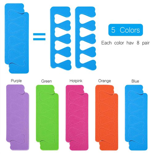 80pcs Sponge Toe Separators Pedicure Set for Nail Polish- Premium Nail Art Painting and Polishing Tool Kit, 5 Funy Color