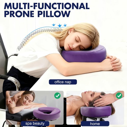 KONOVOLY Universal Headrest Face Cushion Face Pillow for Massage Table and Massage Chair, Professional Massage Table Universal Face Head Neck Rest Pad with Soft Memory Foam (Purple)