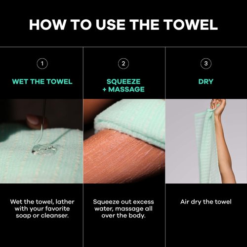 Dermasuri - Japanese Exfoliating Washcloth - Exfoliating Body Scrubber and Back Scrub, Exfoliating Shower Towel, Loofah Exfoliation, Removes Dry & Dead Skin, Wash Cloths for Showering