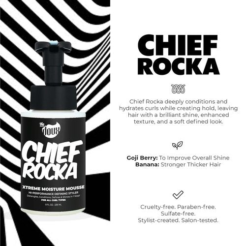 Chief Rocka Xtreme Moisture Mousse - Curl Defining Hair Mousse for Women | Lasting Hold & Frizz Control, 8oz