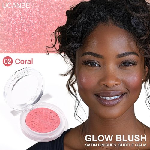 UCANBE Baked Blush Palette - Seamless Silky Blendable Powder for Natural Glow, 02 Coral