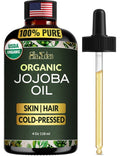 Ella & Eden Organic Jojoba Oil – USDA Certified, Cold-Pressed, 100% Pure & Unrefined, Hexane-Free Oil for Skin, Face, Hair & Nails – 4 Fl Oz Glass Bottle