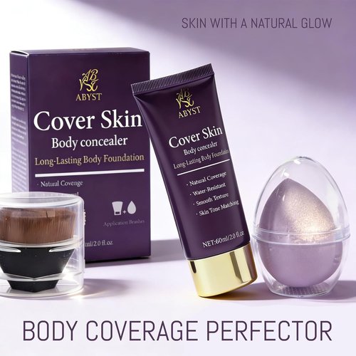 Skiennix Body Coverage Perfector - Waterproof Makeup with Brush & Puff - Full Coverage for Tattoos & Scars (2.0oz Natural Beige)