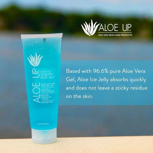 ALOE UP Aloe Vera Gel - Cooling Sunburn Relief Jelly for Face & Body | 96.6% Pure, Alcohol-Free, 4 Oz