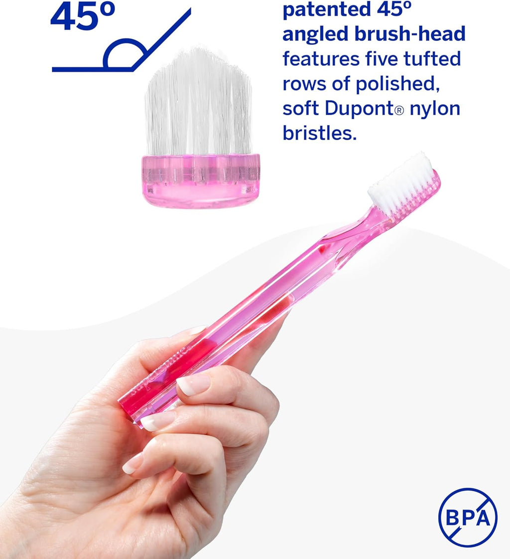 Supersmile 45° Patented Toothbrush - New Generation Design, Pink | 2 Count Set