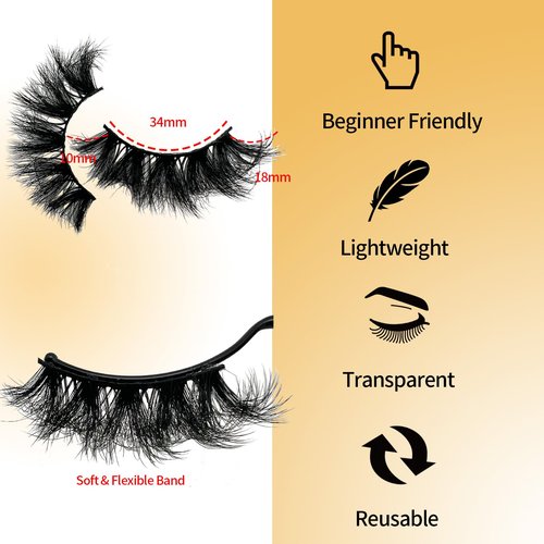 loladook Cat Eye Lashes Mink Fluffy Full Strip Lashes, Soft 18mm Cateye False Eyelashes Natural Look, 3D D Curl Fake Faux Mink Eyelashes Pack