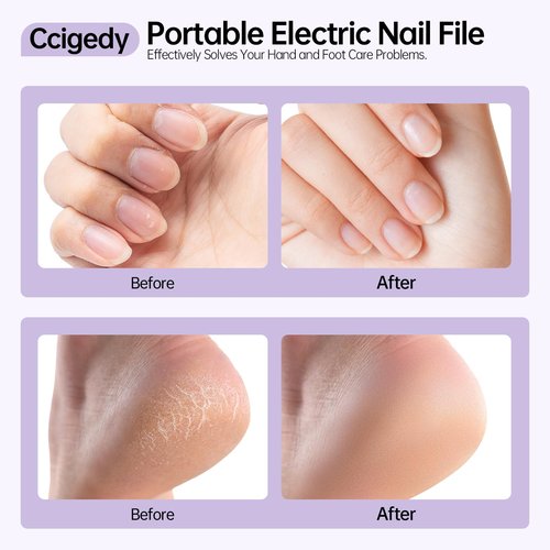 Electric Nail Drill Kit, Electric Nail File Cordless Nail Drill Machine for Acrylic Gel Dip Powder Nails, Professional Portable Manicure Pedicure Rechargeable Lightweight for Home Salon Use