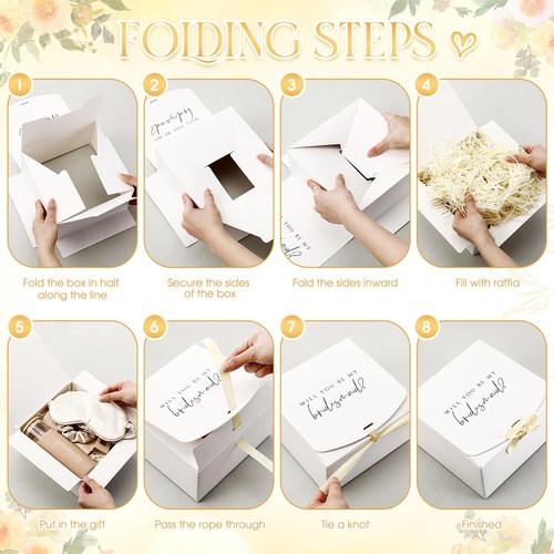 Tioncy 42 Pcs Bridesmaid Proposal Gifts Bridal Shower Wedding Gift Box Makeup Bags Invited Cards Tumblers with Lids and Straw Scrunchies Eye Mask Hair Clips for Maid of Honor(Champagne)