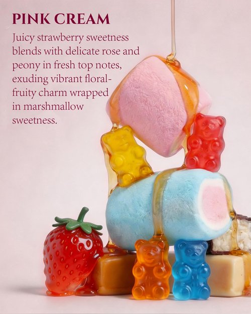 **Pink Cream Eau de Parfum for Women - Long-Lasting 1.7 oz Spray with Strawberry, Rose, Praline & Musk Notes**