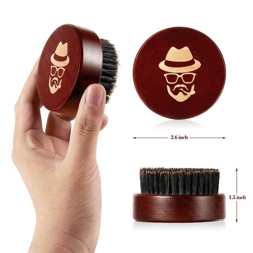 Beard Brush, Pure Boar Bristle Black Walnut Wood Beard Comb Brush for Men To Tame and Soften Your Facial Hair