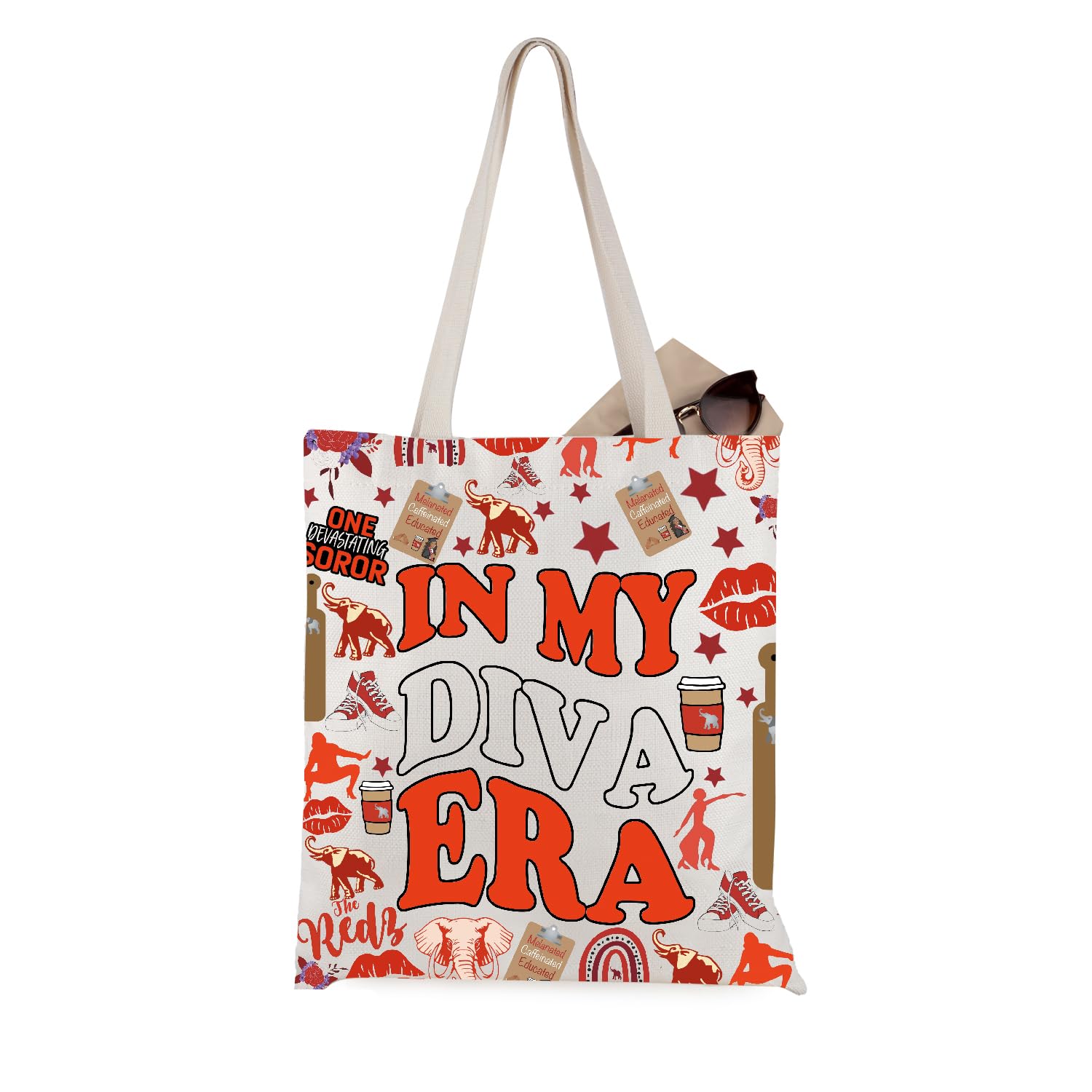 WCGXKO Sorority Gift In My Diva Era Sorority Sisterhood Women Canvas Tote Bag (Diva)