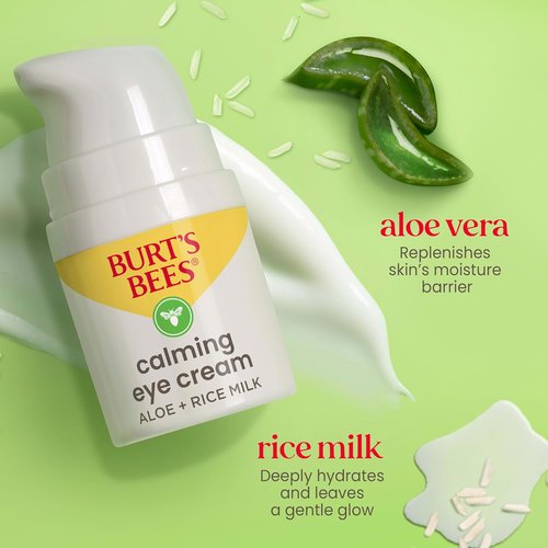 Burt's Bees Calming Eye Cream - Soothes Irritation With Aloe & Rice Milk | 0.5 oz Bottle (Pack of 2)