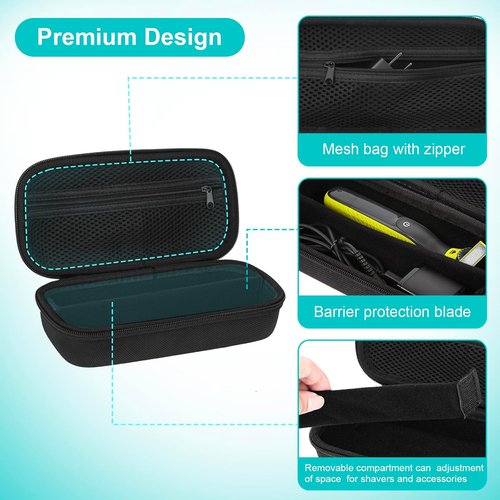 SLODE Hard Travel Case - Philips Norelco OneBlade QP2520/2530/2724/2834 - Durable Carrying Bag (Black)