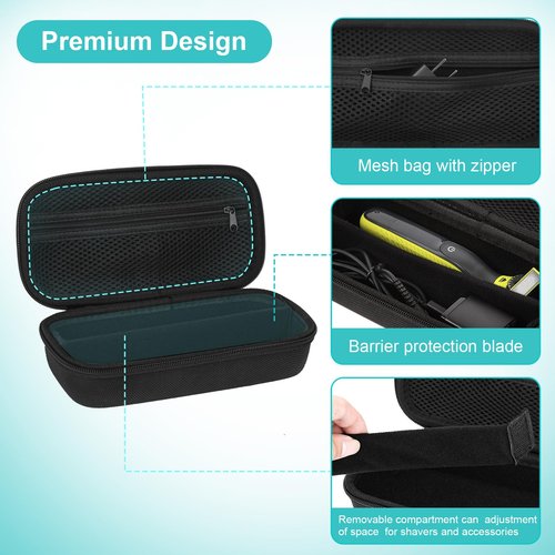 SLODE Hard Travel Case for Philips Norelco OneBlade QP2520 QP2530 QP2724 QP2834 QP2620 QP2630 QP1924 with Handle,Carrying Bag for Hybrid Electric Trimmer and Shaver (Black)