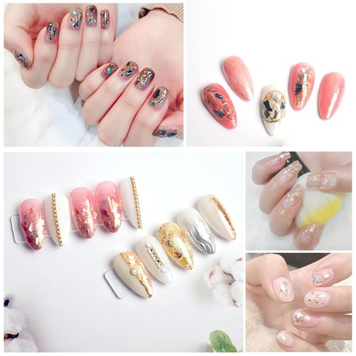 Nail Art Shell Slices, 12 Boxes Colorful Irregular 3D Nail Abalone Slices Nail Art Shell Stones Nail Sequins Decoration