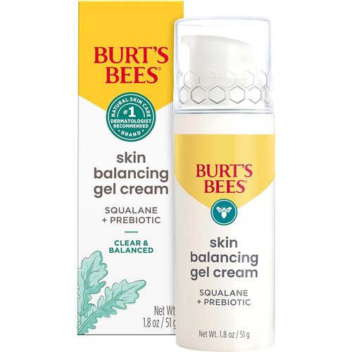 Burt's Bees Gel Moisturizer - Clear & Balanced Skin Balancing Cream with Squalane & Prebiotic | 1.8 oz Bottle