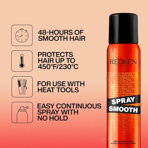 Redken Spray Smooth Anti-Frizz Hair Spray - Frizz Control & Heat Protection | Paraben & Sulfate-Free