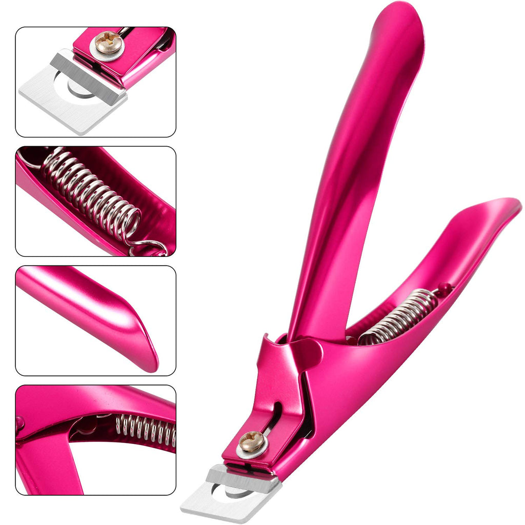 Yaomiao 3 Pcs False Premium Nail Clipper for Acrylic Nail Tips Cutter Rustproof Stainless Steel Fingernail Trimmer Manicure Tool for Salon Beauty Artificial Tips Blade Clip(Rose Red, Purple, Black)