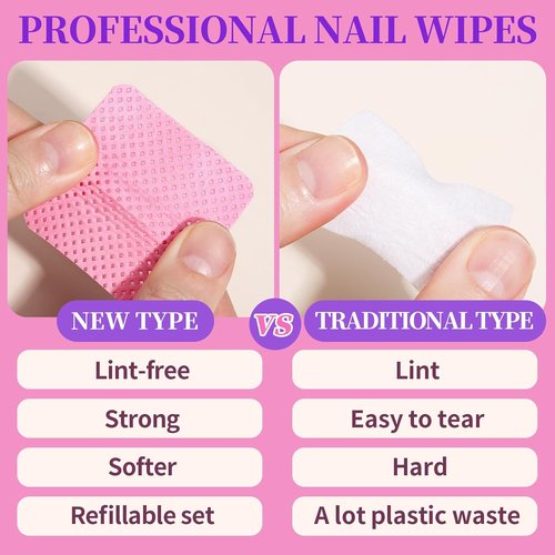 FANDAMEI Lint-Free Nail Wipes - 740PCS Gel Nail Cleaning Pads for Perfect Nail Prep