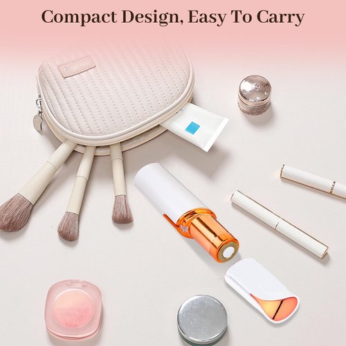 Mendaping Facial Hair Remover for Women & Men, Rechargeable Face Razor with LED Light, 2 Replacement Heads Included, Travel Electric Shaver for Lip, Chin, Arms, Upper Lip & Peach Fuzz (White)