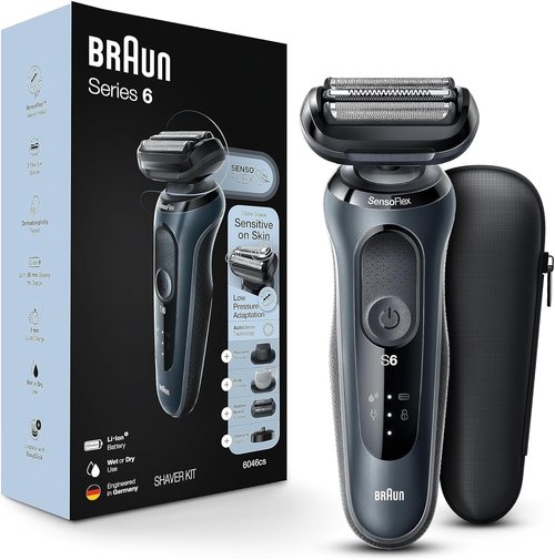 Braun Series 6 6046cs Electric Razor - Wet & Dry Cordless Foil Shaver with Charging Stand & Travel Case - Black
