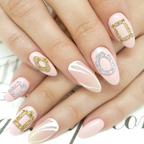 Pndeyo 3D Metal Nail Charms - Gothic Art Design, Gold & Silver Nail Jewels DIY Decoration for Women