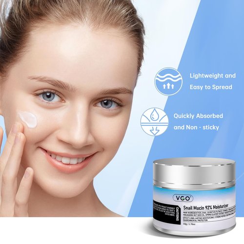 VGO 2 Pack 92% Snail Mucin Moisturizer, Anti Aging, Skin Repair & Hydrating Face Cream with Ceramide & Vitamin E
