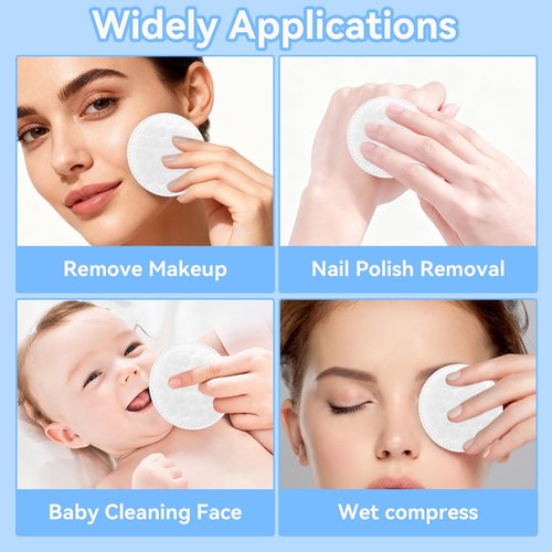 Premium Cotton Rounds for Face (500 Count), Makeup Remover Pads, 100% Pure Cotton, Chemical Free, for Sensitive Skin