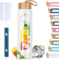 Aqulea Glass Water Bottle - 25 Oz BPA-Free Reusable with Silicone Sleeve & Fruit Infuser | Leak-Proof Design