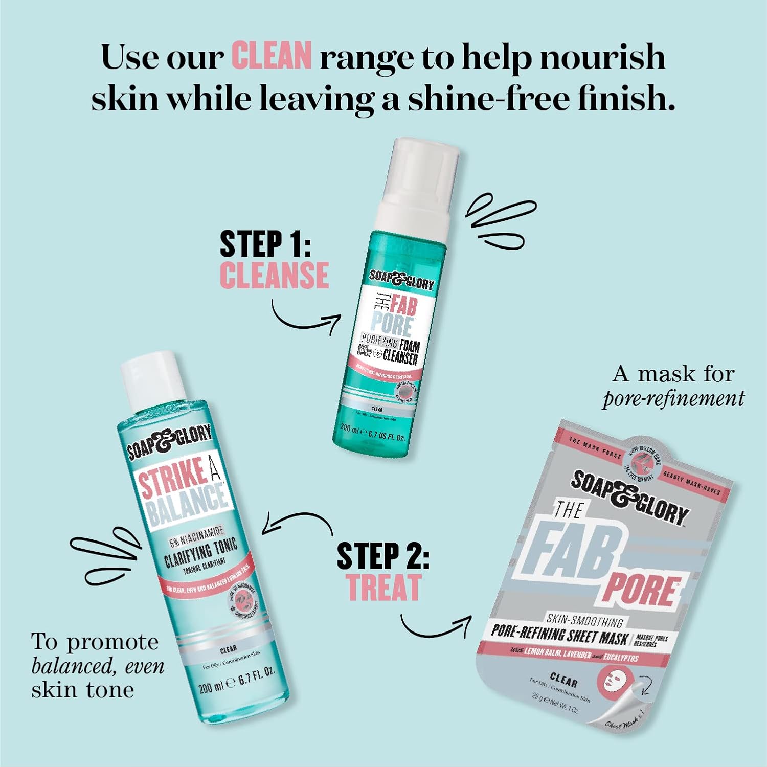 Soap & Glory Vitamin C Brightening Facial Cleanser - 3-in-1 Foaming Face Wash & Makeup Remover - Deep Cleansing & Hydrating for Radiant Skin (11.8 fl oz)