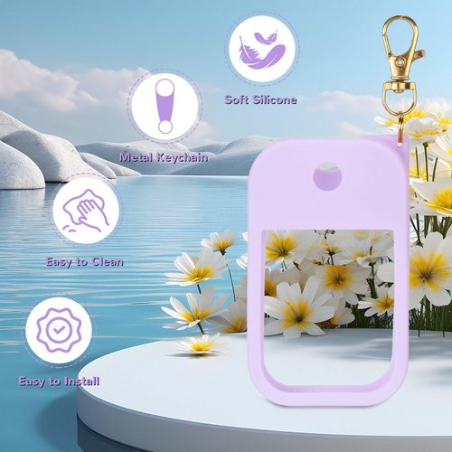 Hand Sanitizer Spray Case Compatible with Touchland Power Mist 1 oz – Silicone Case with Keychain for Touch Land Mist 1 fl oz（30 ml）, Hand Sanitizer Accessory for 1 fl oz (Purple+Blue+Red, 3 Pack)