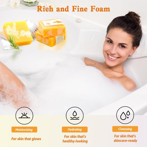 3 PCS Turmeric Soap Bar, Natural Bar Soap for Face & Body, Handmade Tumeric Bar with Coconut Oil, Cleanse Skin, Moisturizing & Soothing Gentle Cleanser for All Skin Types