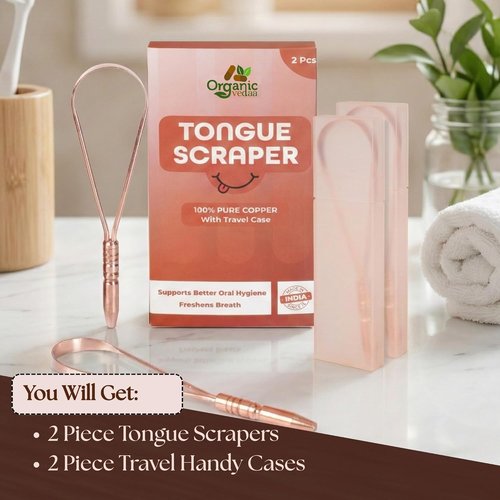 Regine Switzerland Tongue Scraper - 100% Copper for Bad Breath Relief | Multicolor Travel Cases Included