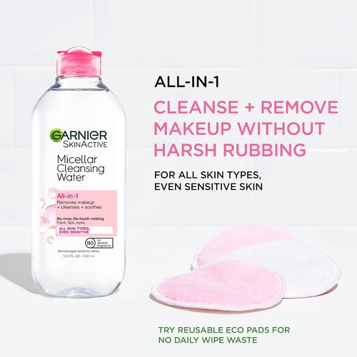 Garnier Micellar Cleansing Water - All-in-One Makeup Remover & Facial Cleanser | 3.4 Fl Oz (100mL)