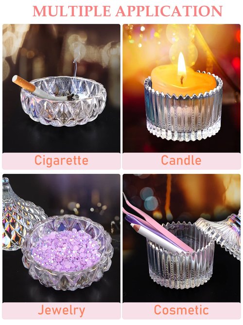 TOROKOM 2Pcs Monomer Dappen Dish Glass Nail Dishes with Lids Colorful Small Nail Cup Jars Damping Dapping Dish for Acrylic Nails Liquid Powder Containers
