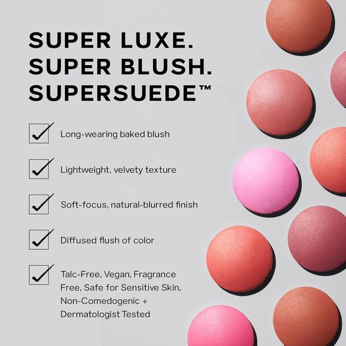 Saie SuperSuede Baked Blush - Talc-Free Hydrating Powder Blush with Hyaluronic Acid - Amore (0.1 Ounce)