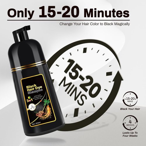 Cosmpro Black Hair Dye Shampoo - 3-in-1 Herbal Formula for Gray Coverage | Natural Black Color for Women
