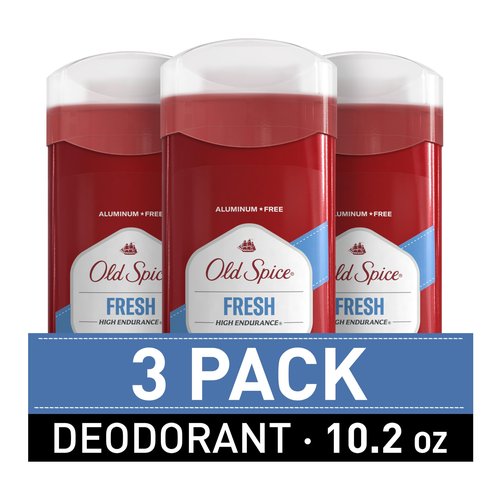 Old Spice Aluminum Free Deodorant For Men, High Endurance, 24/7 Sweat Defense & Odor Protection, 24/7 Freshness & Lasting Scent, Fresh Scent, 3.4 oz (Pack of 3)