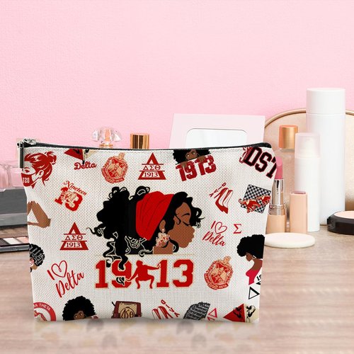 LONGXIN Sorority Gifts for Women Make up Bag Paraphernal Gifts Delta Cosmetic Bag Gift Makeup Zipper Pouch Bag