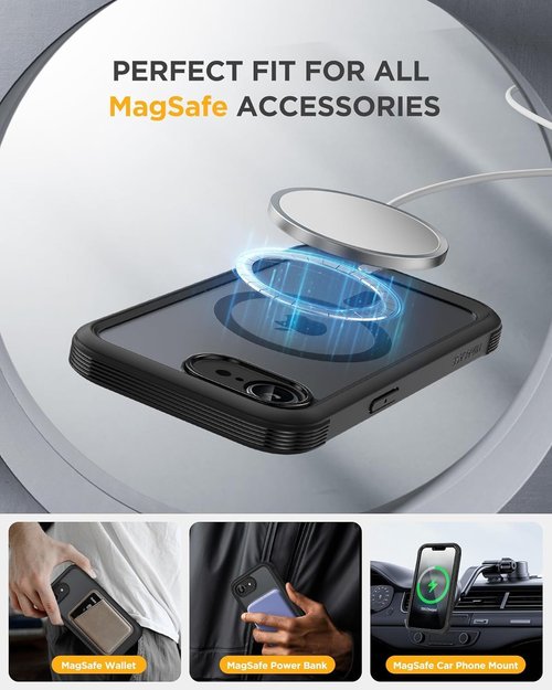 Miracase iPhone 17e & 16e Case - Full-Body Protection with Built-in Glass Screen Protector | Military Drop Proof, Black 6.1 Inch
