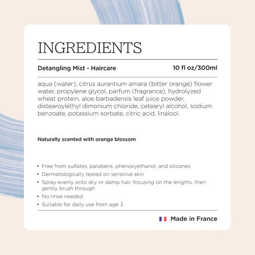 Minois Paris – Detangling Mist 10.14 fl | Leave-in No-Rinse Hair Spray for Kids & Adults | 98 % Natural Ingredients, Made in France, Orange Blossom & Aloe Vera