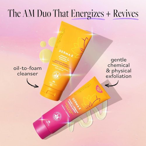 Derma E Vitamin C Foaming Oil Cleanser - 2-in-1 Oil-to-Foam Face Wash, 6 Fl Oz | Brightens & Nourishes Skin
