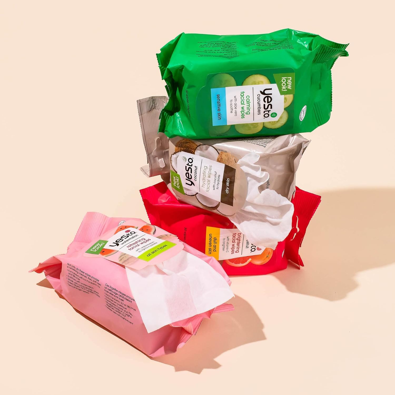 Yes To Watermelon Facial Wipes - Hydrating & Refreshing Formula, Natural & Vegan, 10 Count