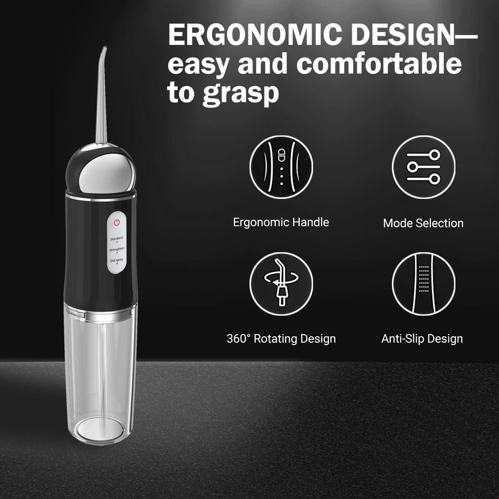 Water-Flosser-Cordless-Teeth-Cleaner MAKJUNS Water Dental Flosser with 3 Modes 4 Jets Rechargeable Dental Oral Irrigator for Home Travel (Premium Black)